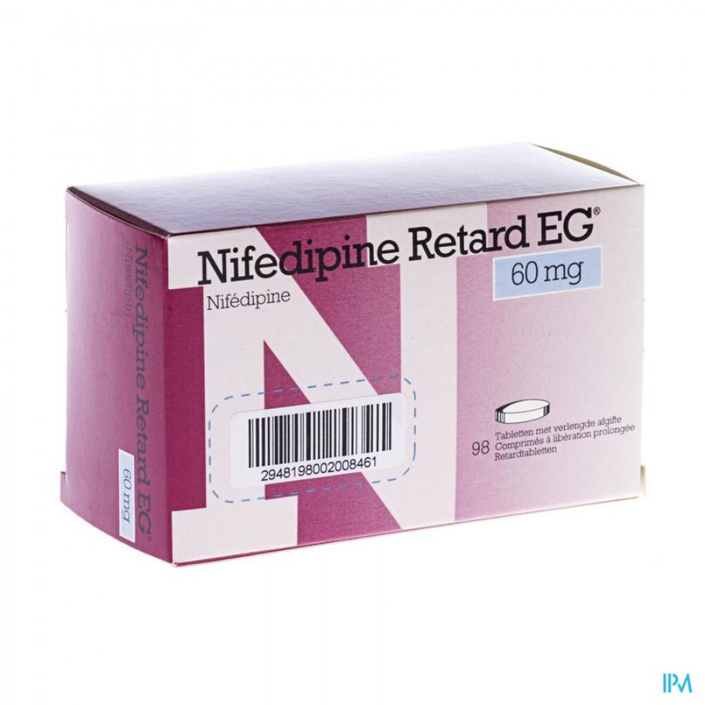 NIFEDIPINE RETARD EG 60 MG COMP VERLENG AFGIFTE 98 Apotheek Thiels