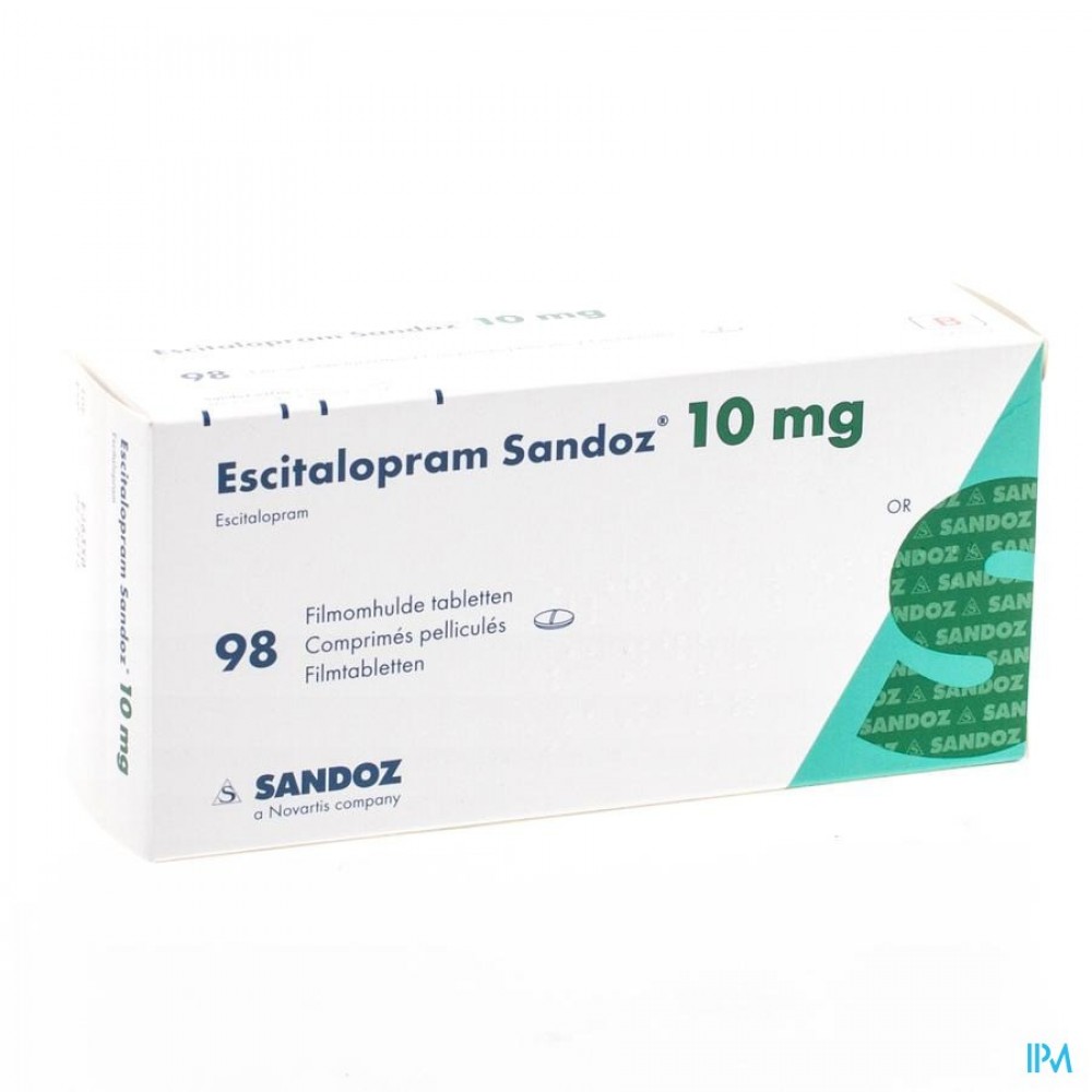 ESCITALOPRAM SANDOZ 10 MG FILMOMH TABL 98 X 10 MG | Apotheek Thiels