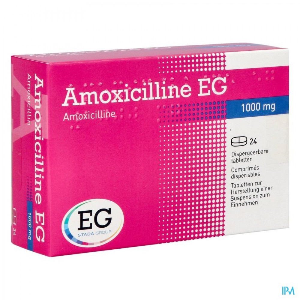 AMOXICILLINE EG 1000MG TABL DISP. 24X1000MG | Apotheek Thiels