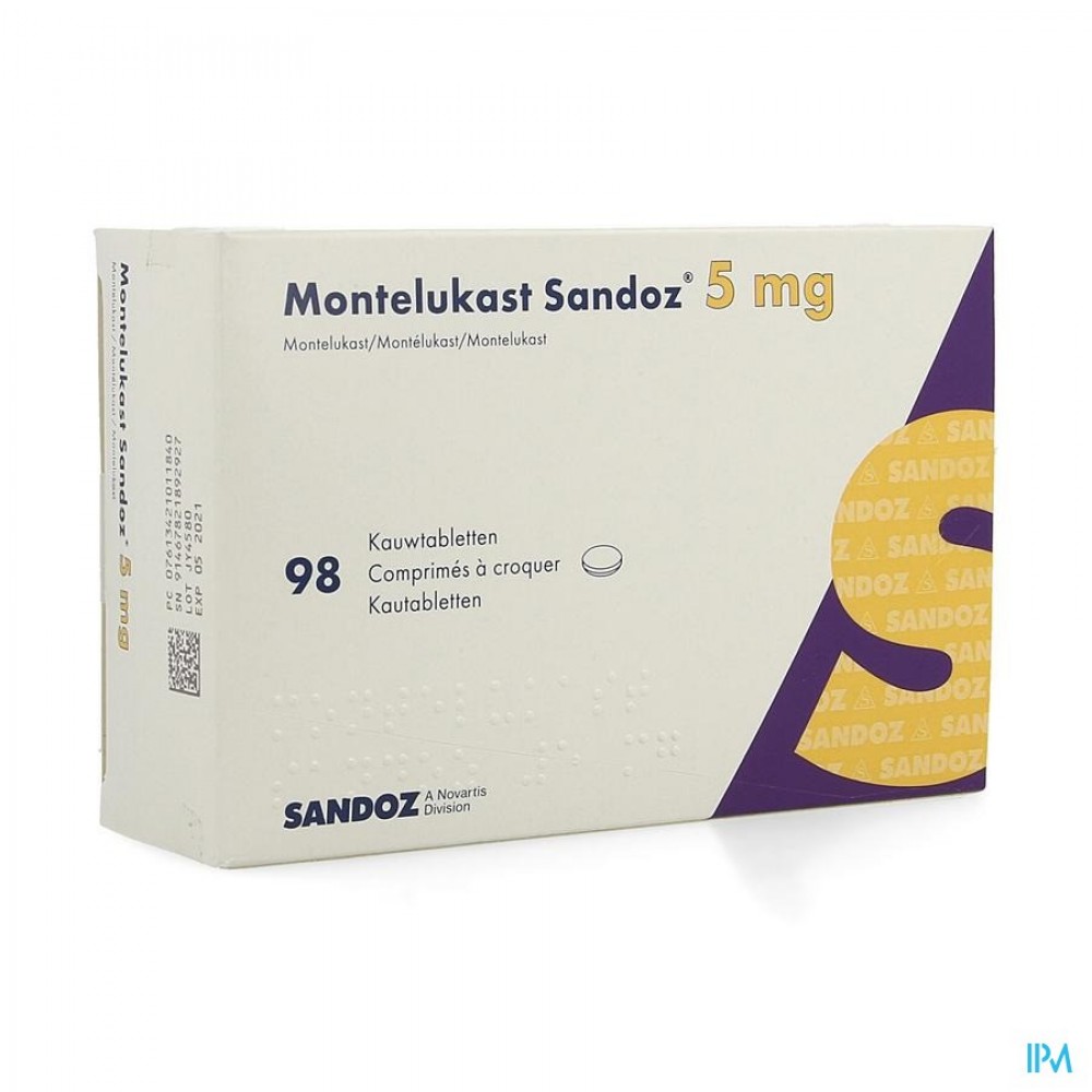 MONTELUKAST SANDOZ KAUWTABLETTEN 98 X 5 MG | Apotheek Thiels