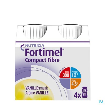 Fortimel Compact Fibre Vanille Flesjes 4x125ml