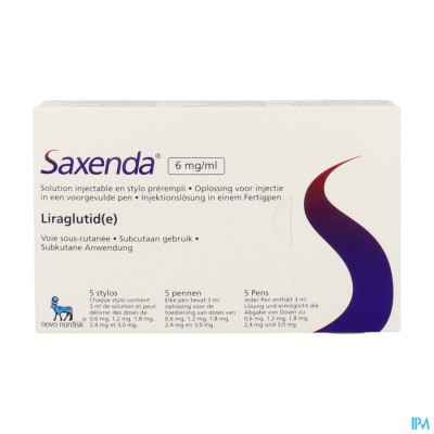 SAXENDA 6MG/ML OPL INJ VOORGEVULDE PEN 5X3ML