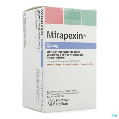 MIRAPEXIN 2,10MG ABACUS VERLENGDE AFGIFTE COMP 100