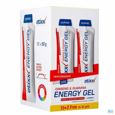 ETIXX GINSENG&GUAR.ENERGY GEL RED C.-CHERRY 12X50G