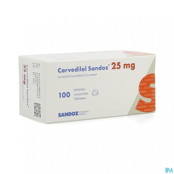CARVEDILOL SANDOZ COMP 100 X 25 MG